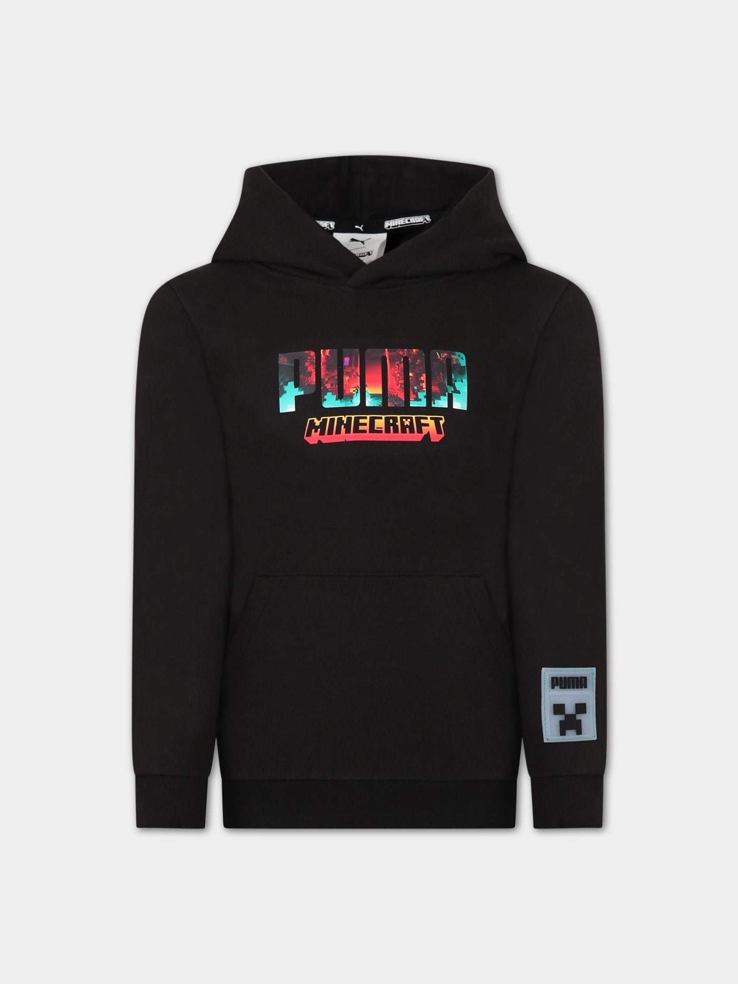 Felpa nera per bambino con stampa Minecraft e logo,Puma,670362 51