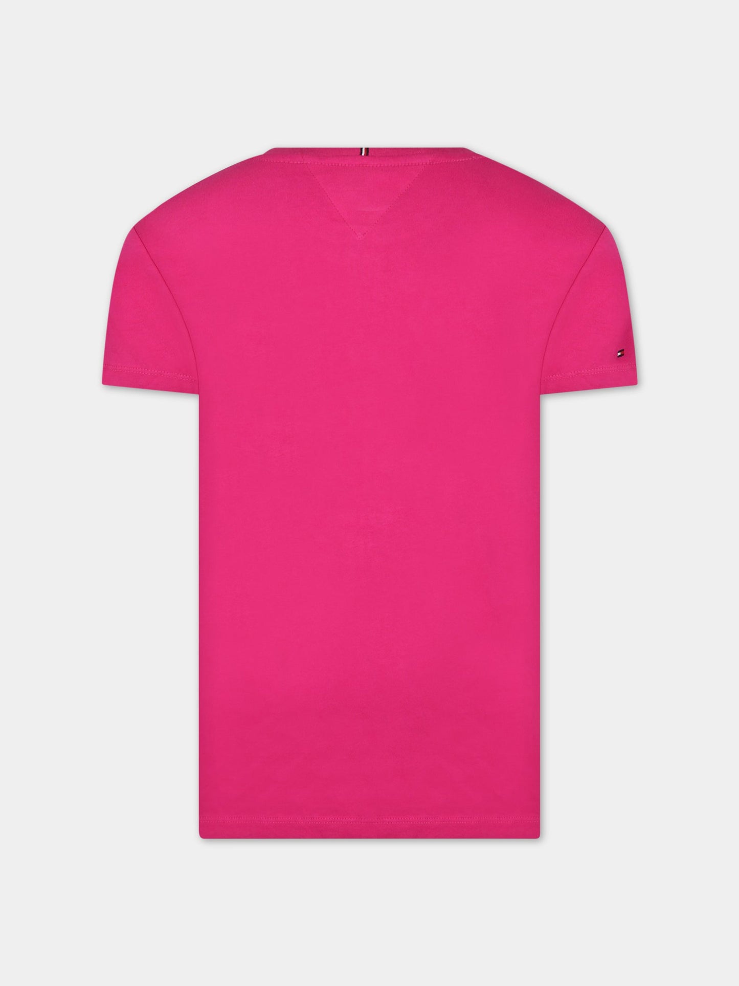 T-shirt fucsia per bambina con logo,Tommy  Hilfiger Junior,KG0KG06939T TZO