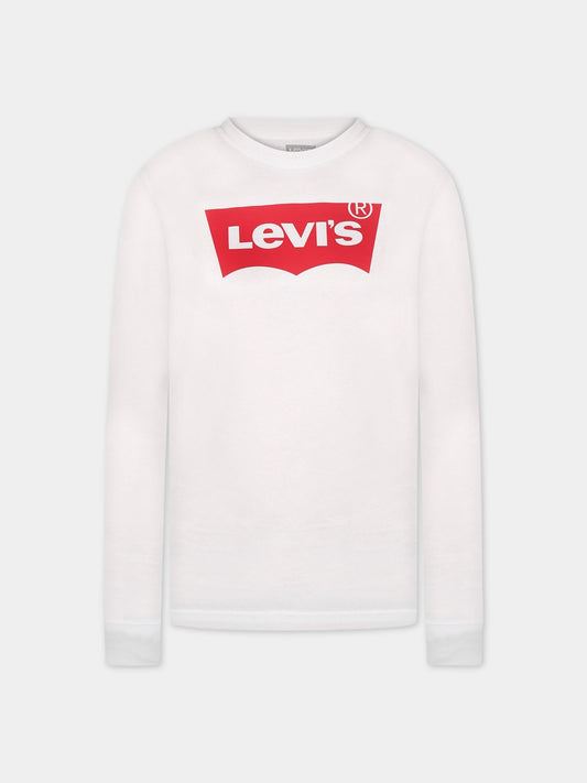 T-shirt bianca per bambini con logo,Levi's Kids,6E8646 001