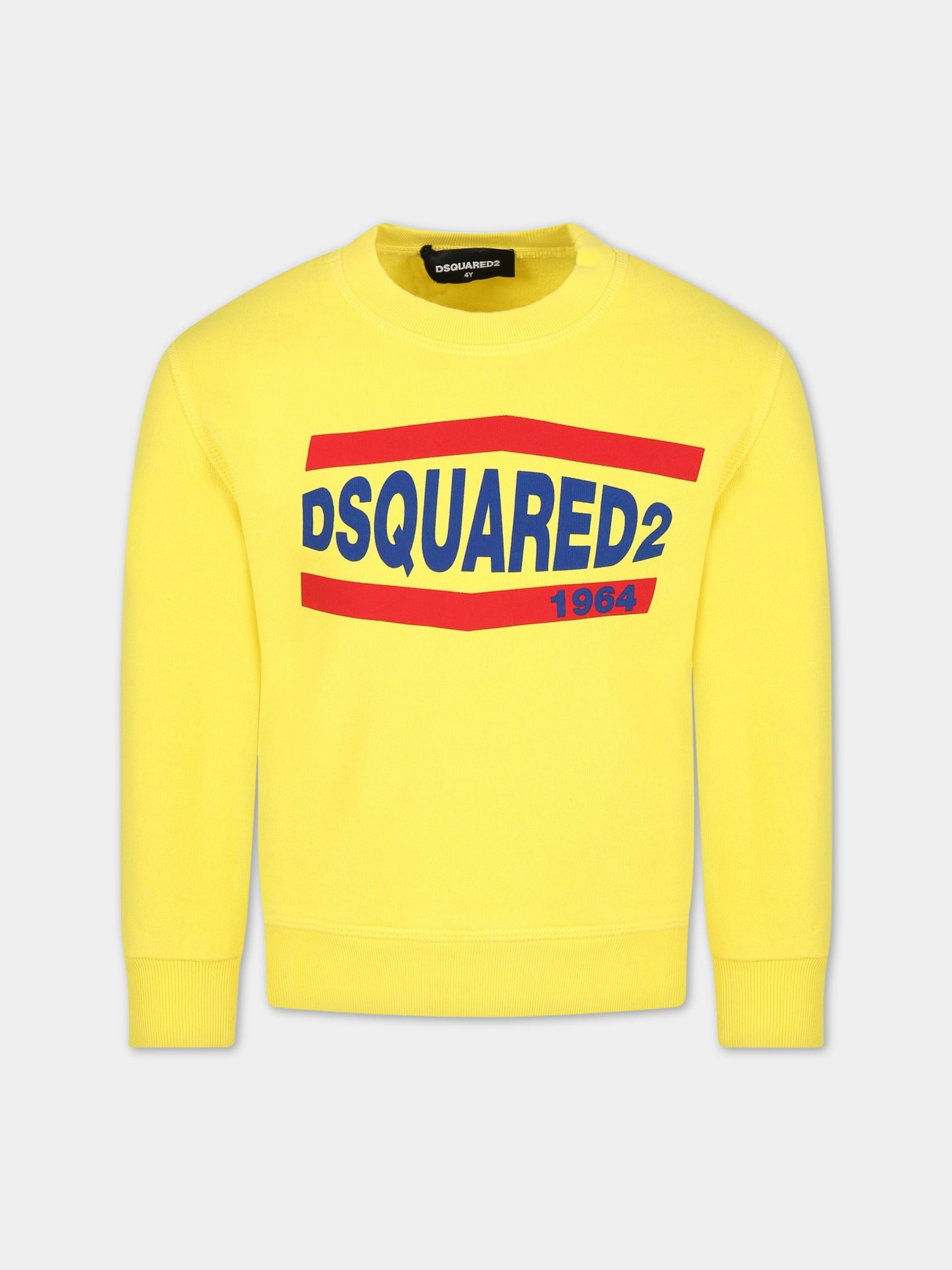 Felpa gialla per bambino con logo,Dsquared2,DQ0208 D002Y DQ205