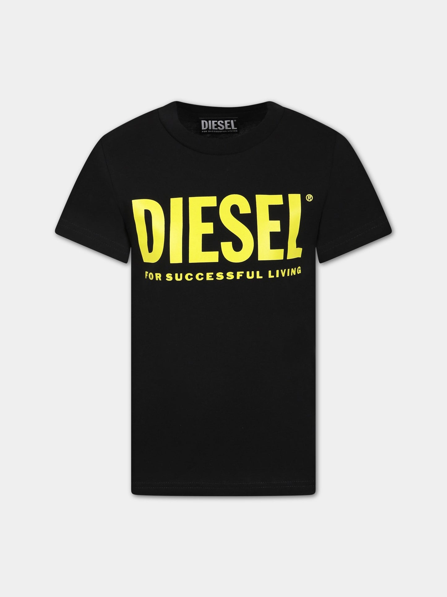 T-shirt nera per bambino con logo,Diesel,00J4P6 00YI9 K9009
