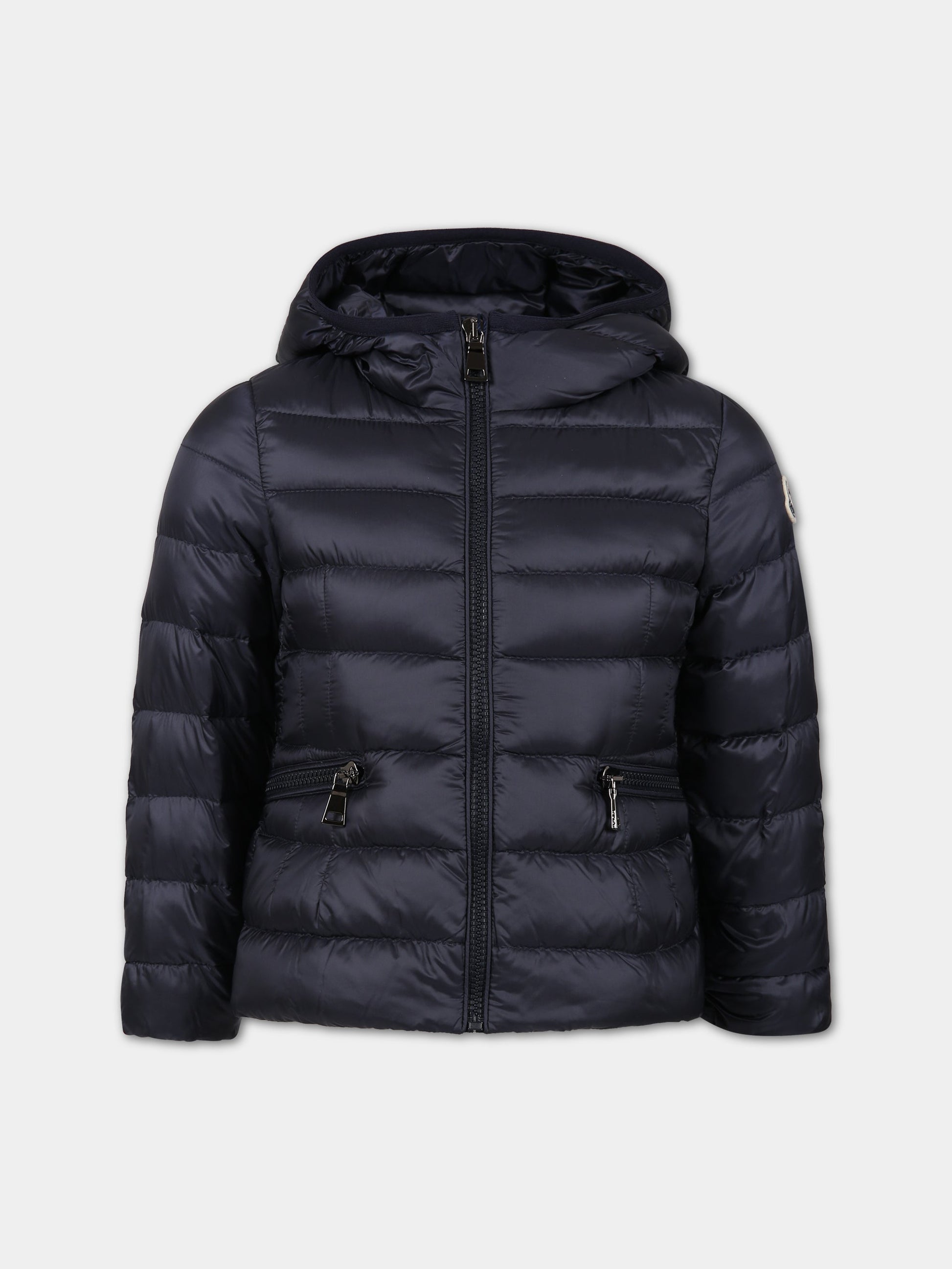 Piumino  Liset  blu per bambina con patch logato,Moncler Kids,954 1A00102 53048 778