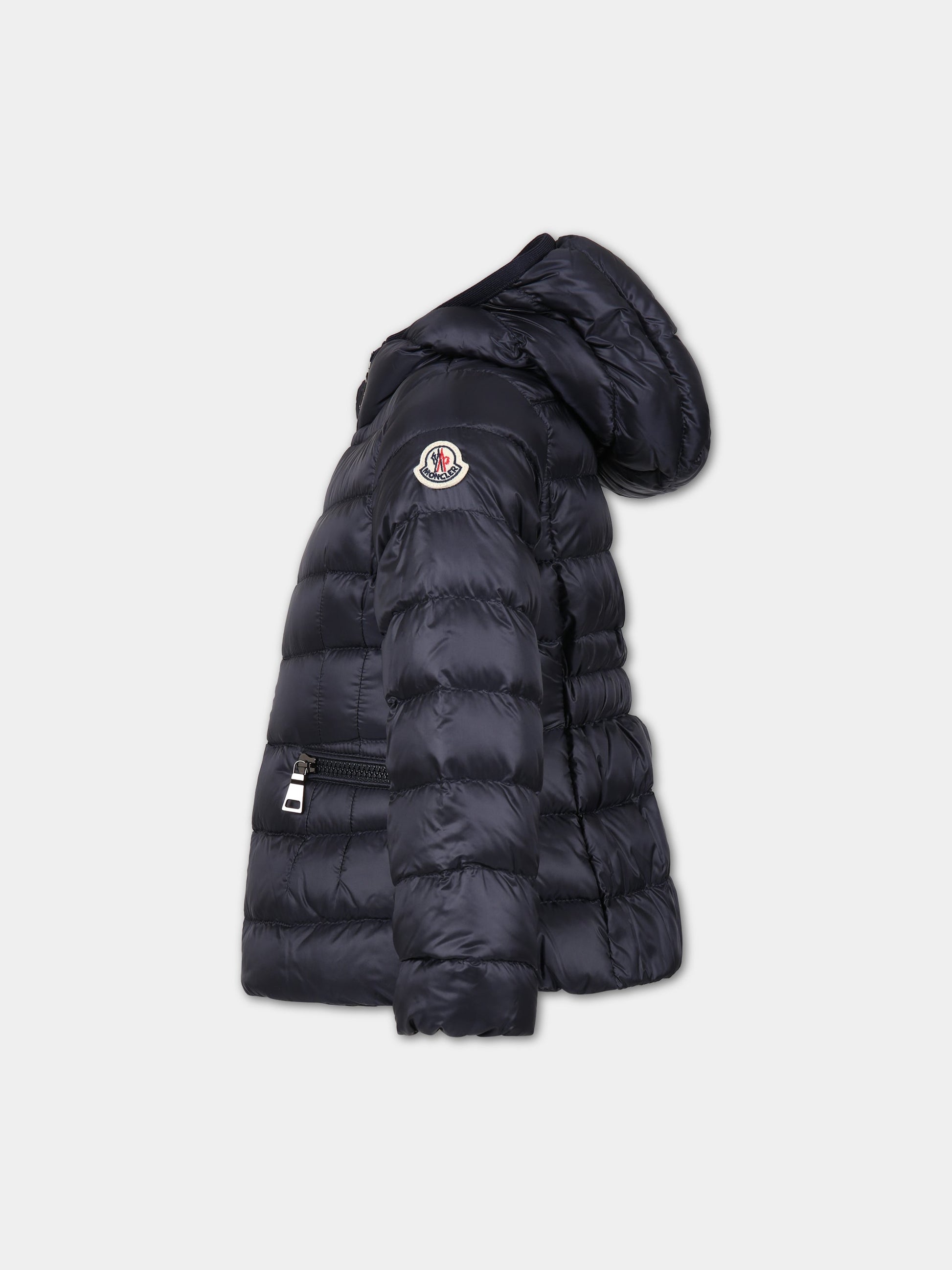 Piumino  Liset  blu per bambina con patch logato,Moncler Kids,954 1A00102 53048 778