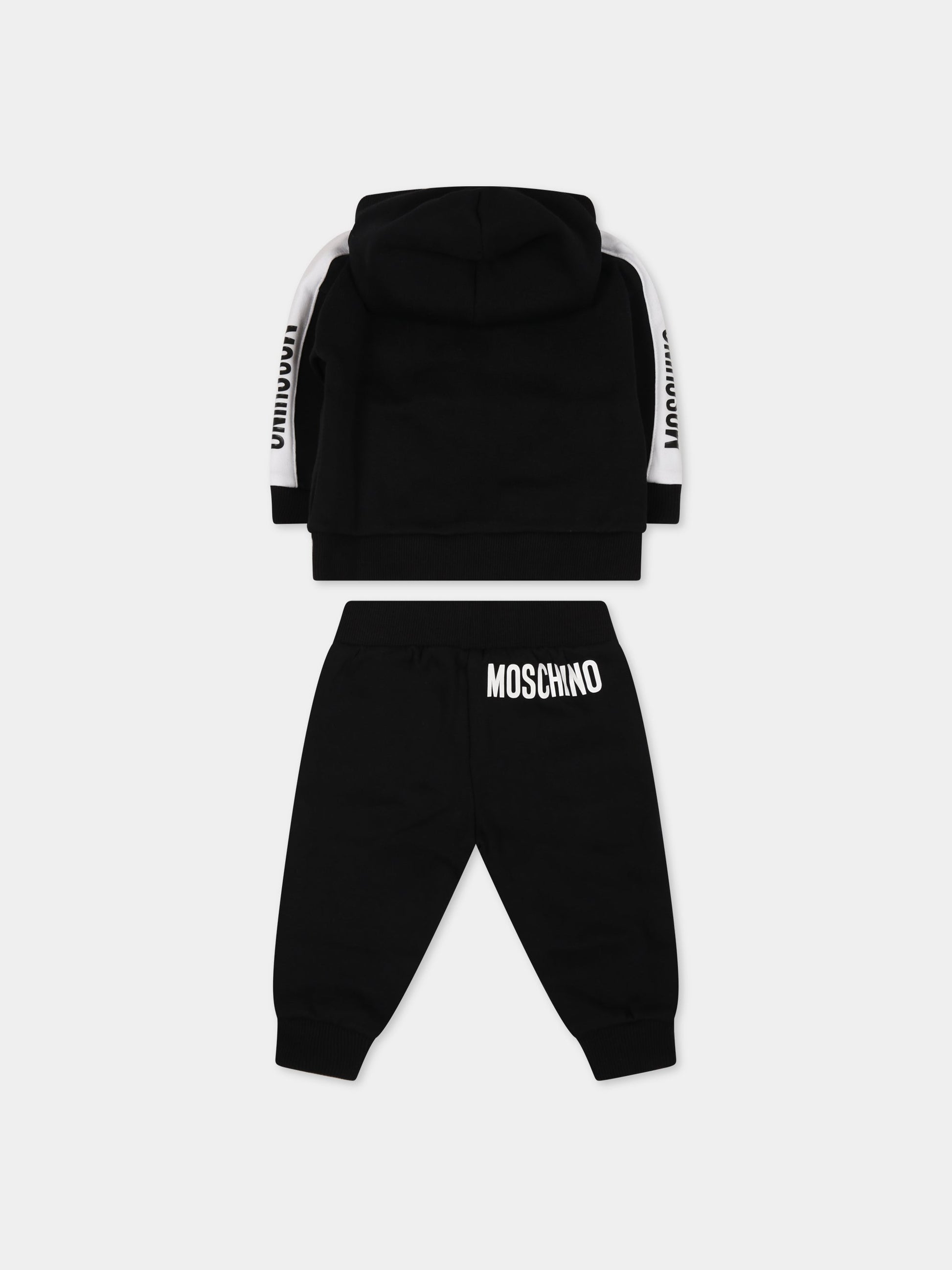 Completo nero per neonato con Teddy Bear e logo,Moschino Kids,MUK03W LCA41 60100