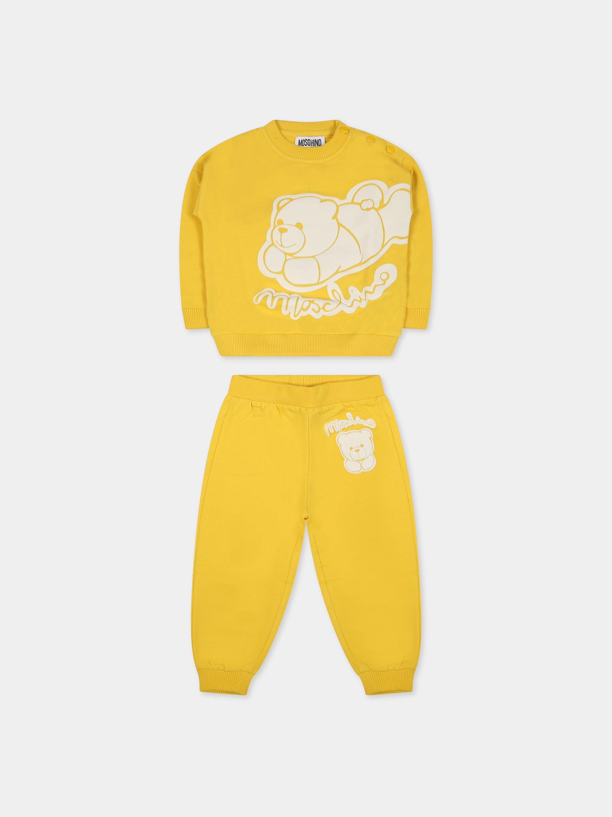 Completo giallo per neonati con Teddy Bear e logo,Moschino Kids,MUK03Q LDA14 51898 