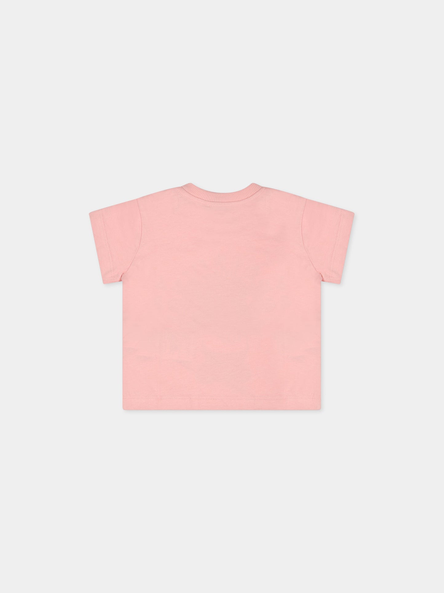 T-shirt rosa per neonata con Teddy Bear e logo,Moschino Kids,MUM032 LAA01 50209