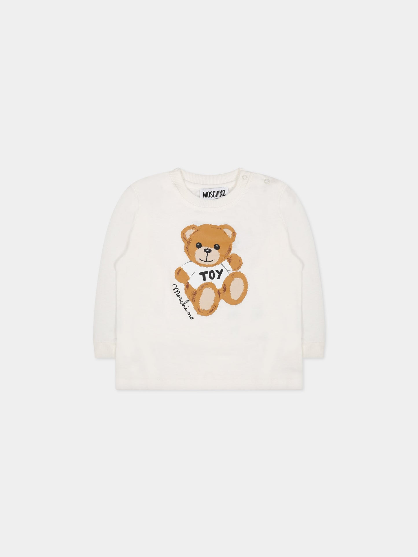 T-shirt bianca per neonati con Teddy Bear e logo,Moschino Kids,MUO00L LAA10 10063