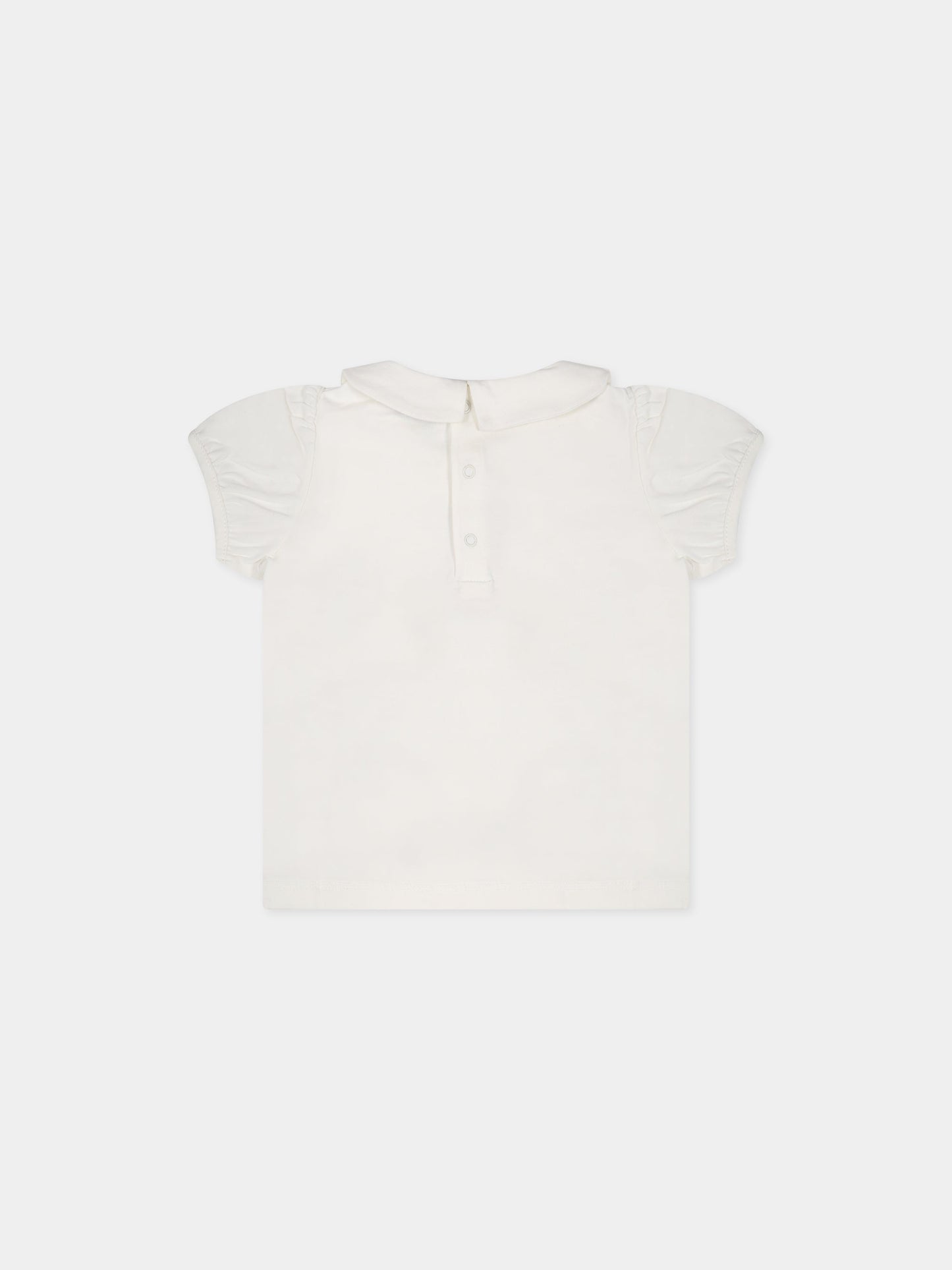 T-shirt bianca per neonata con Teddy Bear, cuore e logo,Moschino Kids,MDM034 LBA01 10063