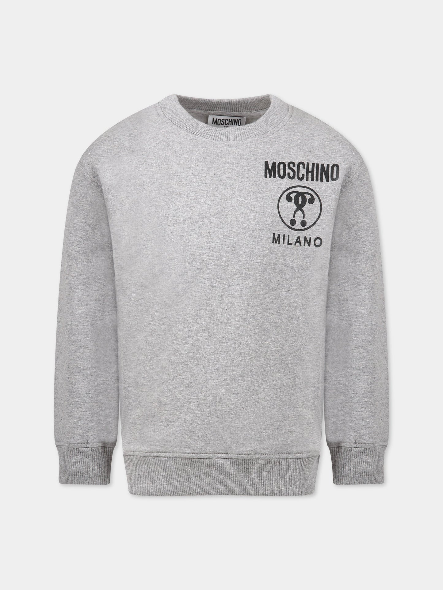 Felpa grigia per bambini con stampa e logo,Moschino Kids,HUF06S LDA17 60901