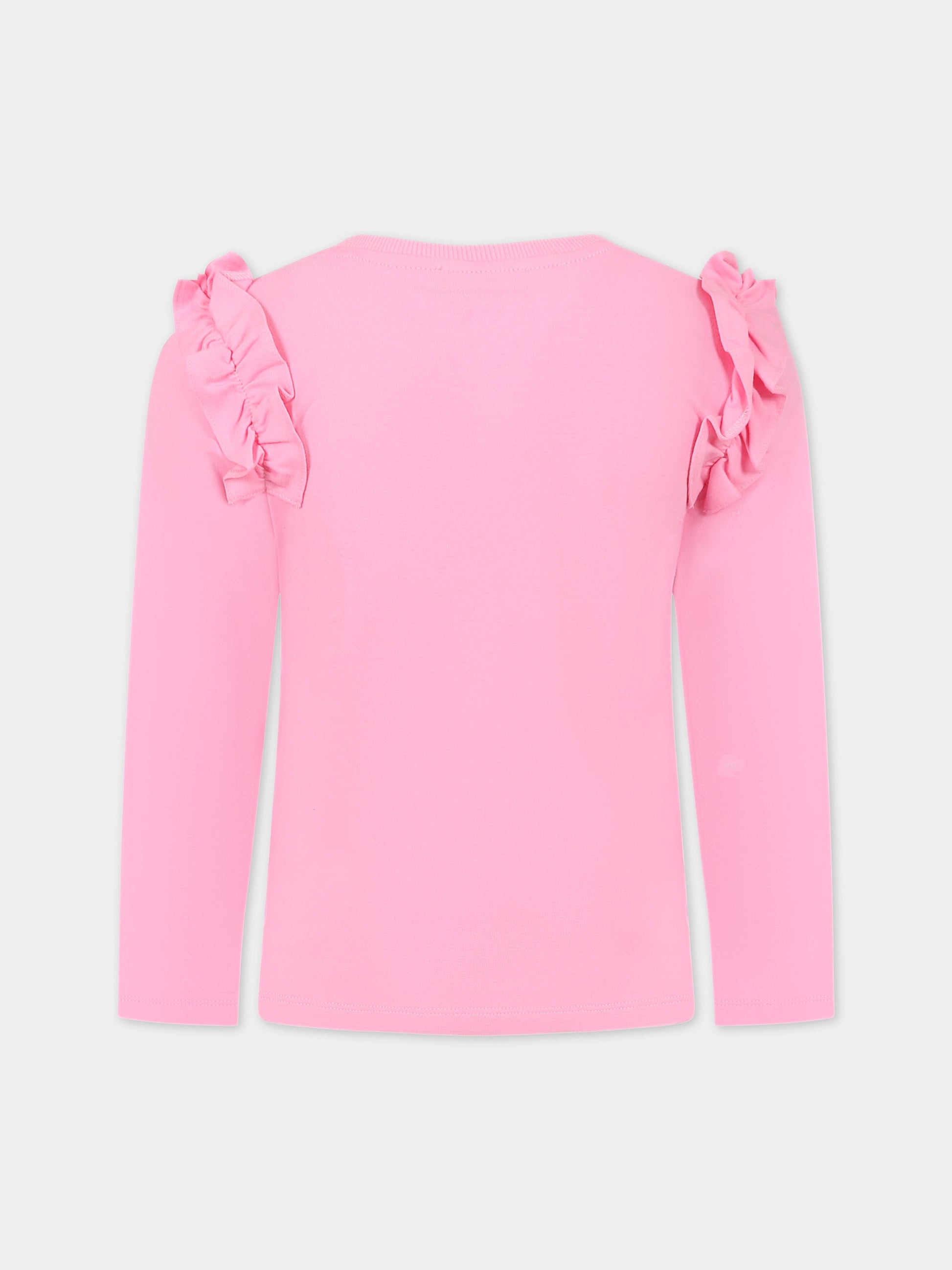 T-shirt rosa per bambina con Teddy Bear e logo,Moschino Kids,HDO00B LBA23 50206