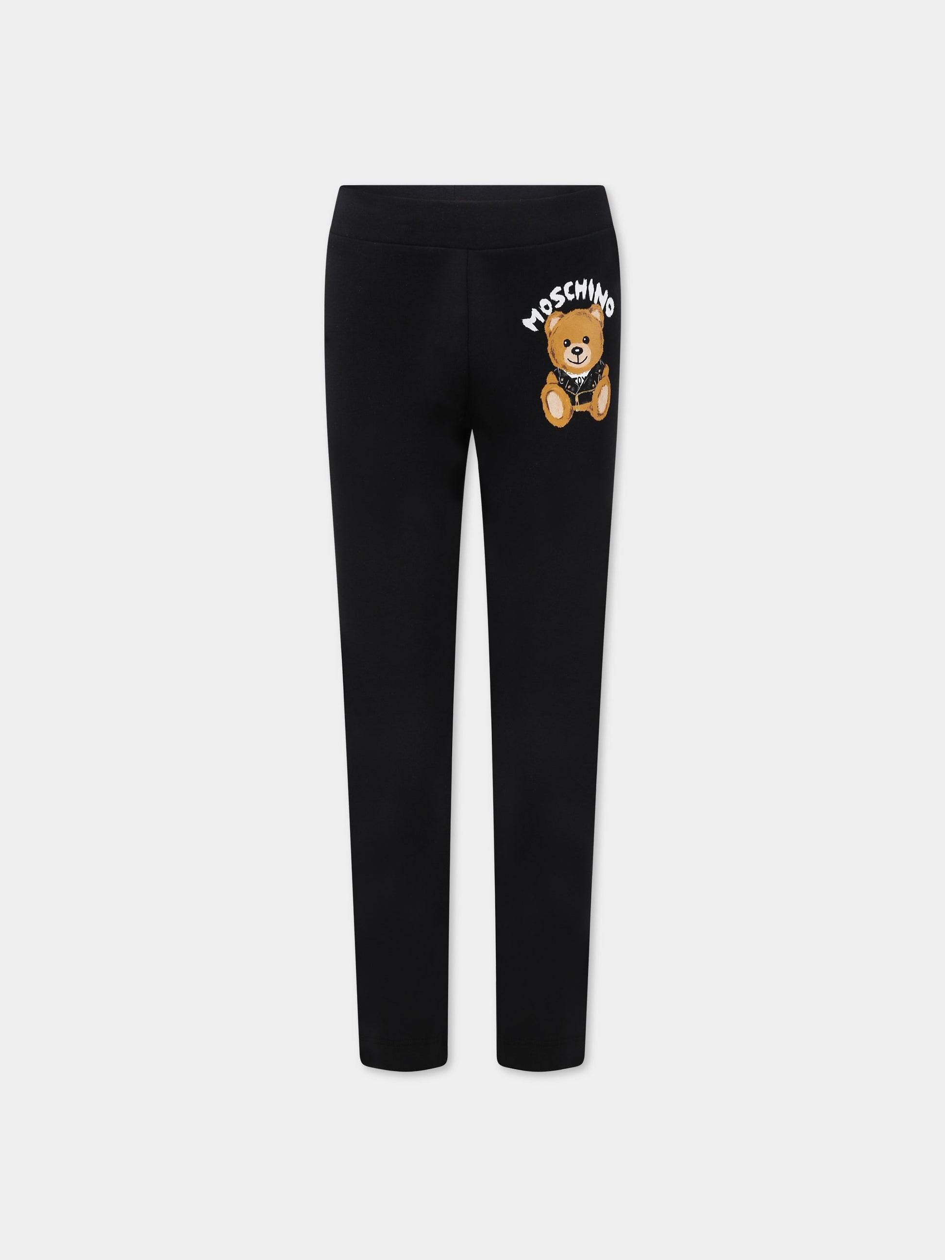 Leggings nero per bambina con Teddy Bear e logo,Moschino Kids,HKP047 LBA12 60100