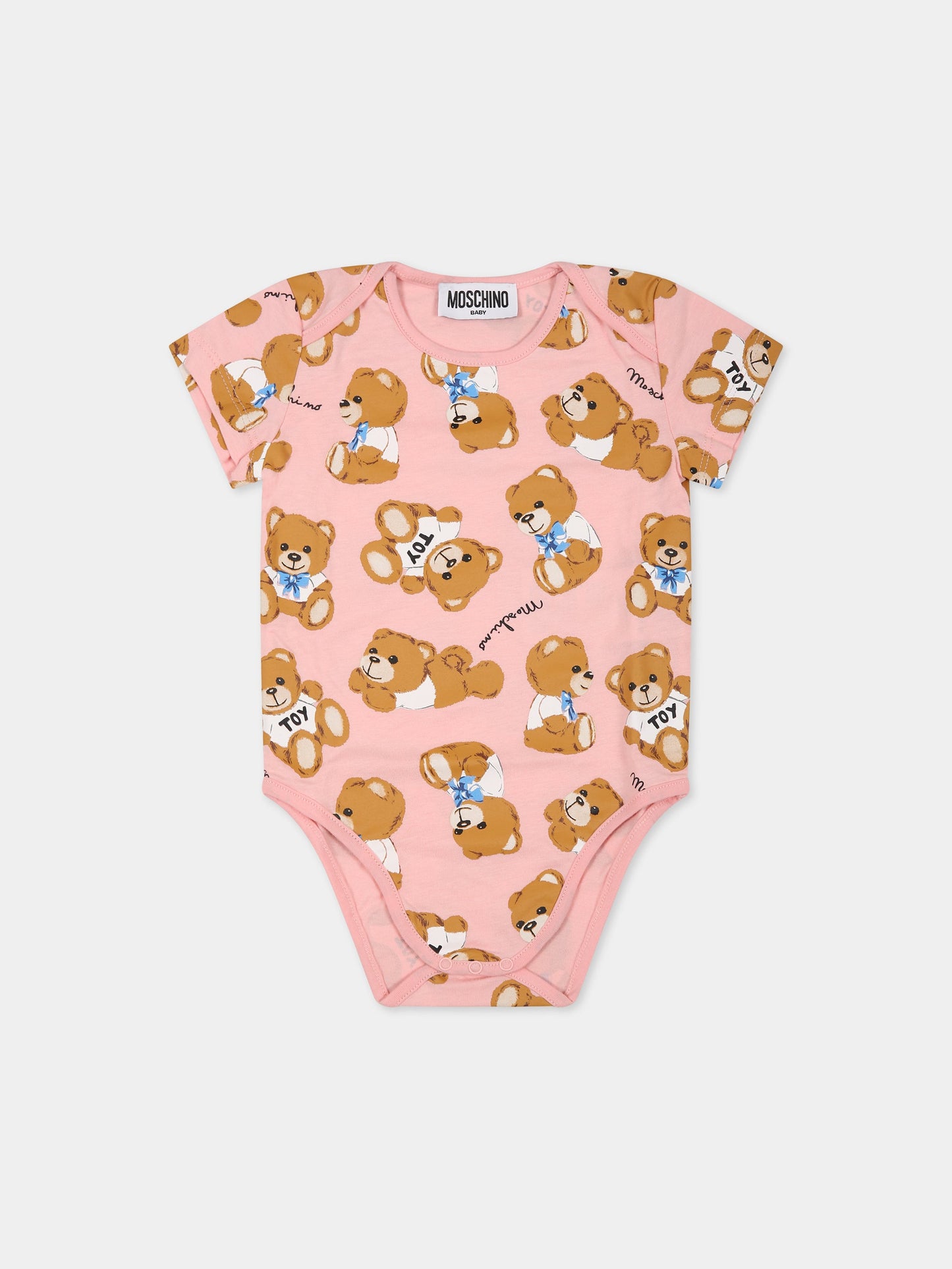 Body rosa per neonata con Teddy Bear e logo,Moschino Kids,MUT02U LAB48 82577