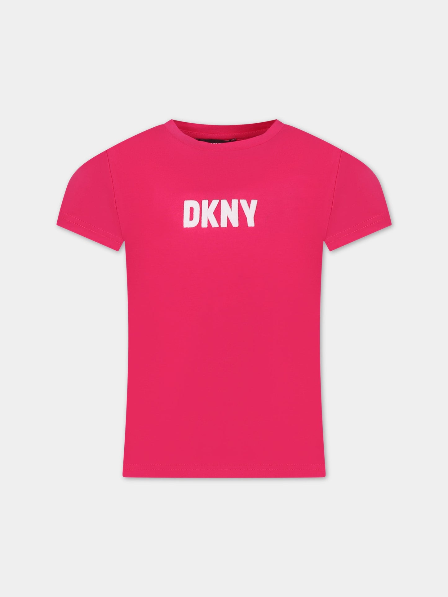 T-shirt fucsia per bambina con logo,Dkny,D35S29 49N