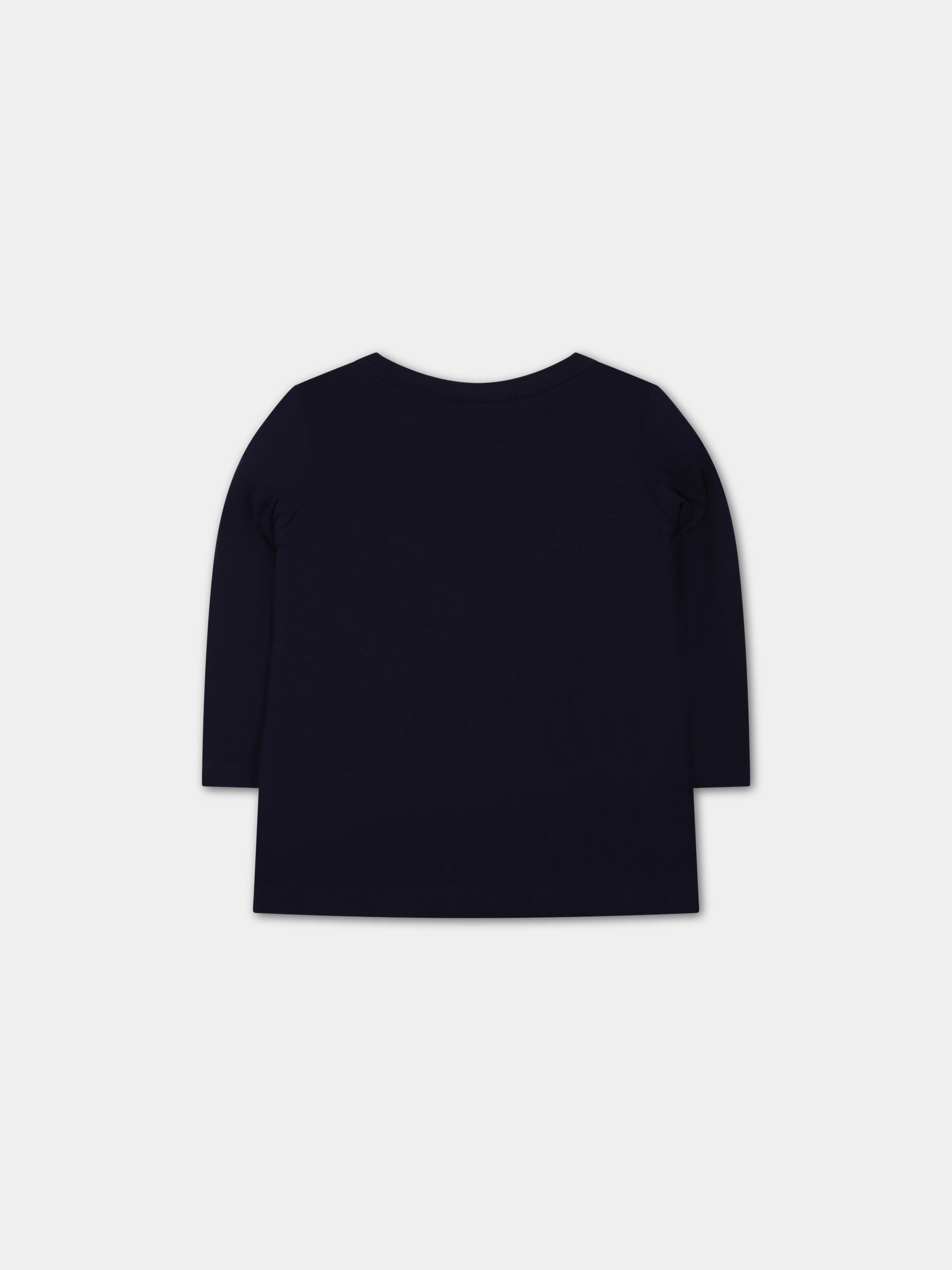 T-shirt blu per neonata con stampa e logo,Kenzo Kids,K05407 868