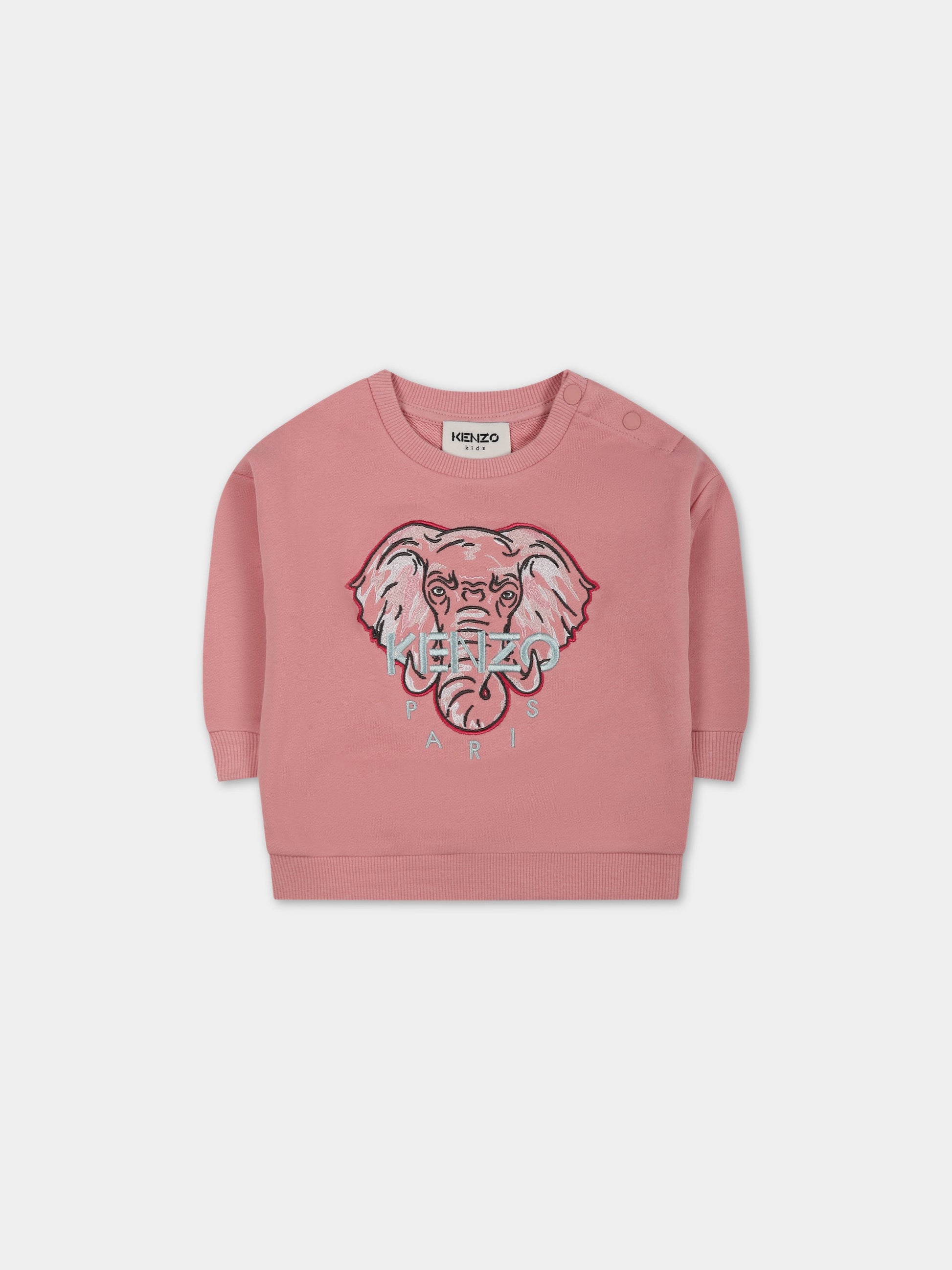 Felpa rosa  per neonata con Kotora e logo,Kenzo Kids,K05416 493