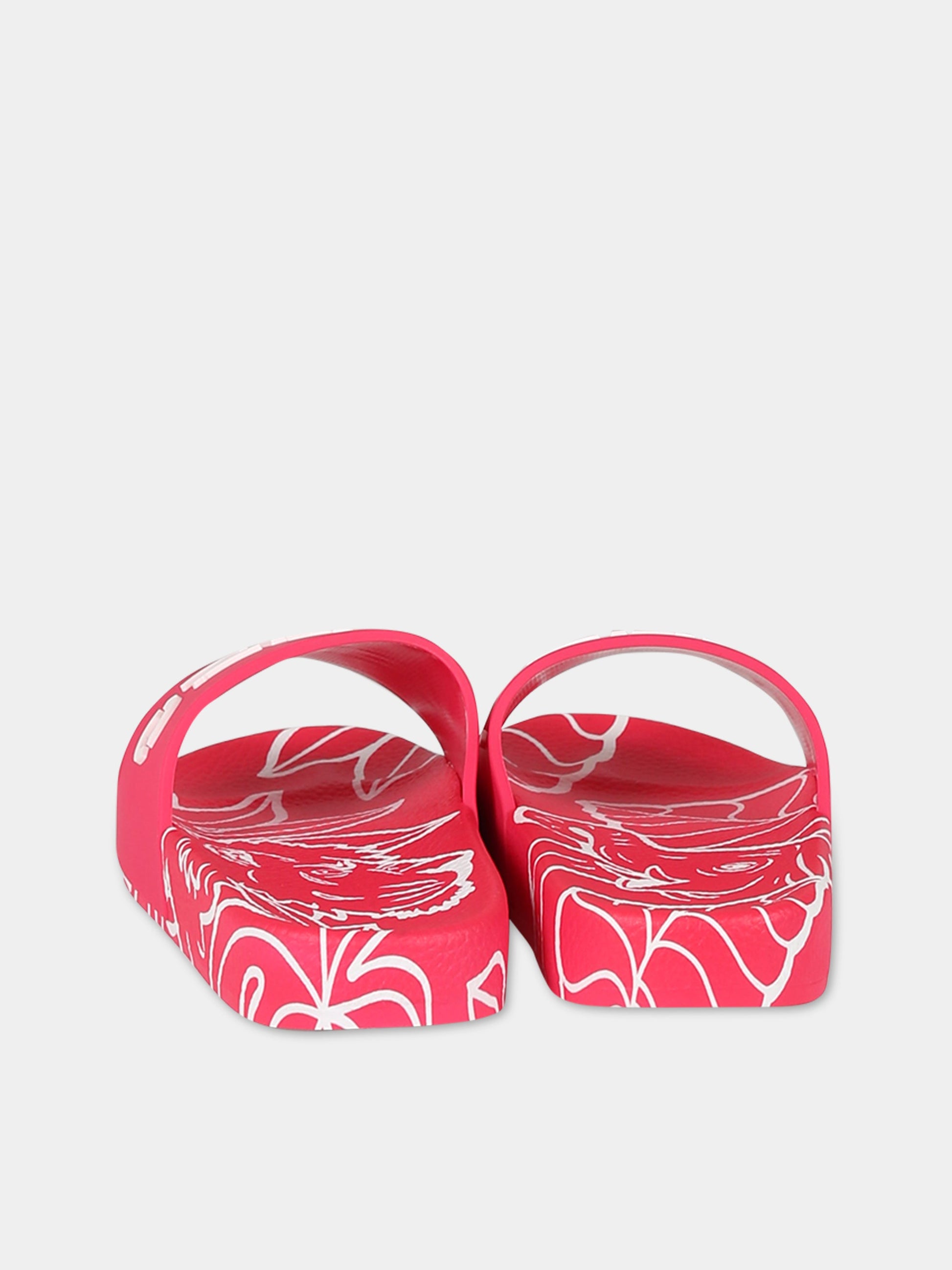 Ciabatte fucsia per bambina con logo,Kenzo Kids,K59051 49F