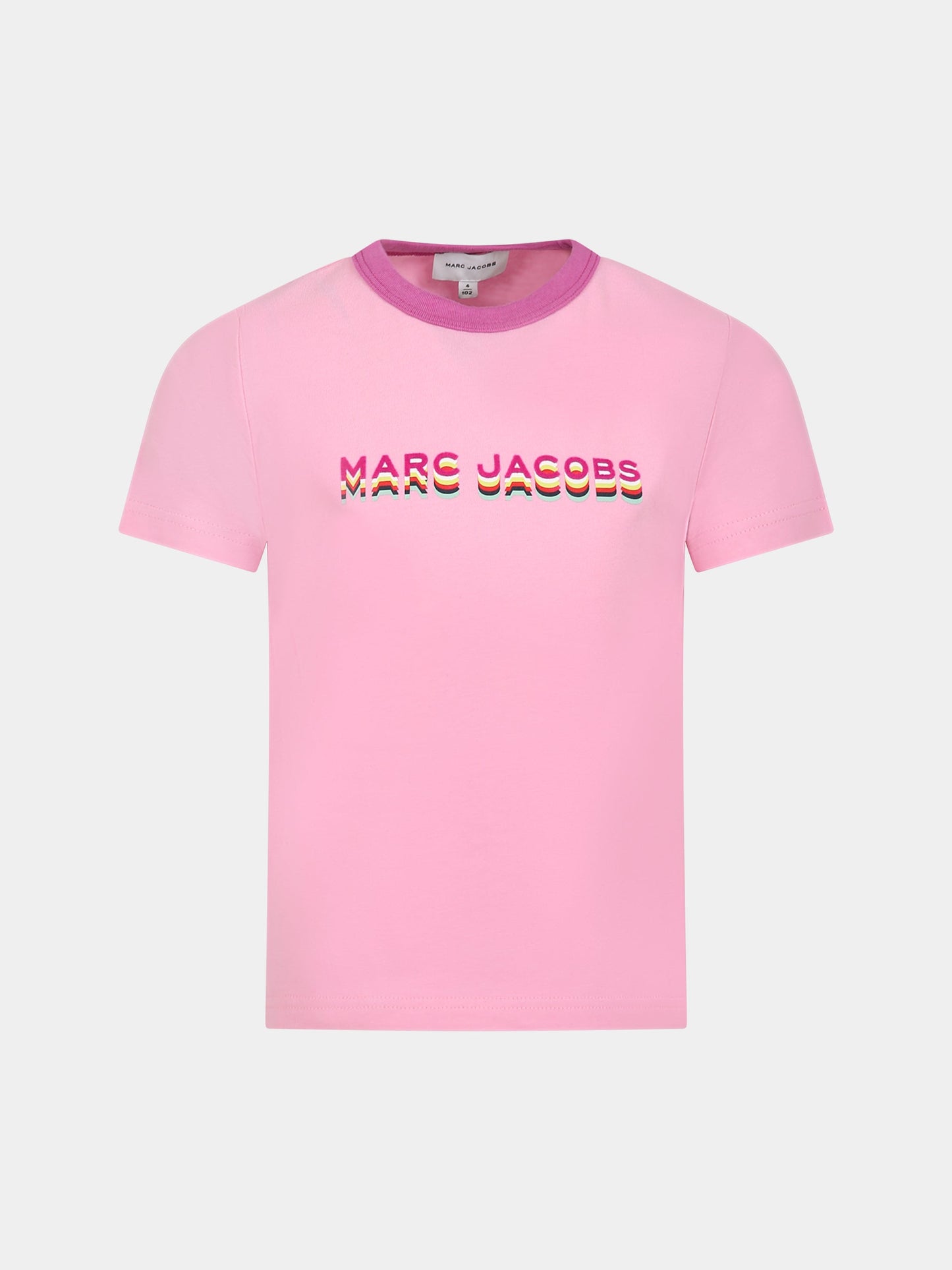 T-shirt rosa per bambina con logo,Little Marc Jacobs,W15614 465