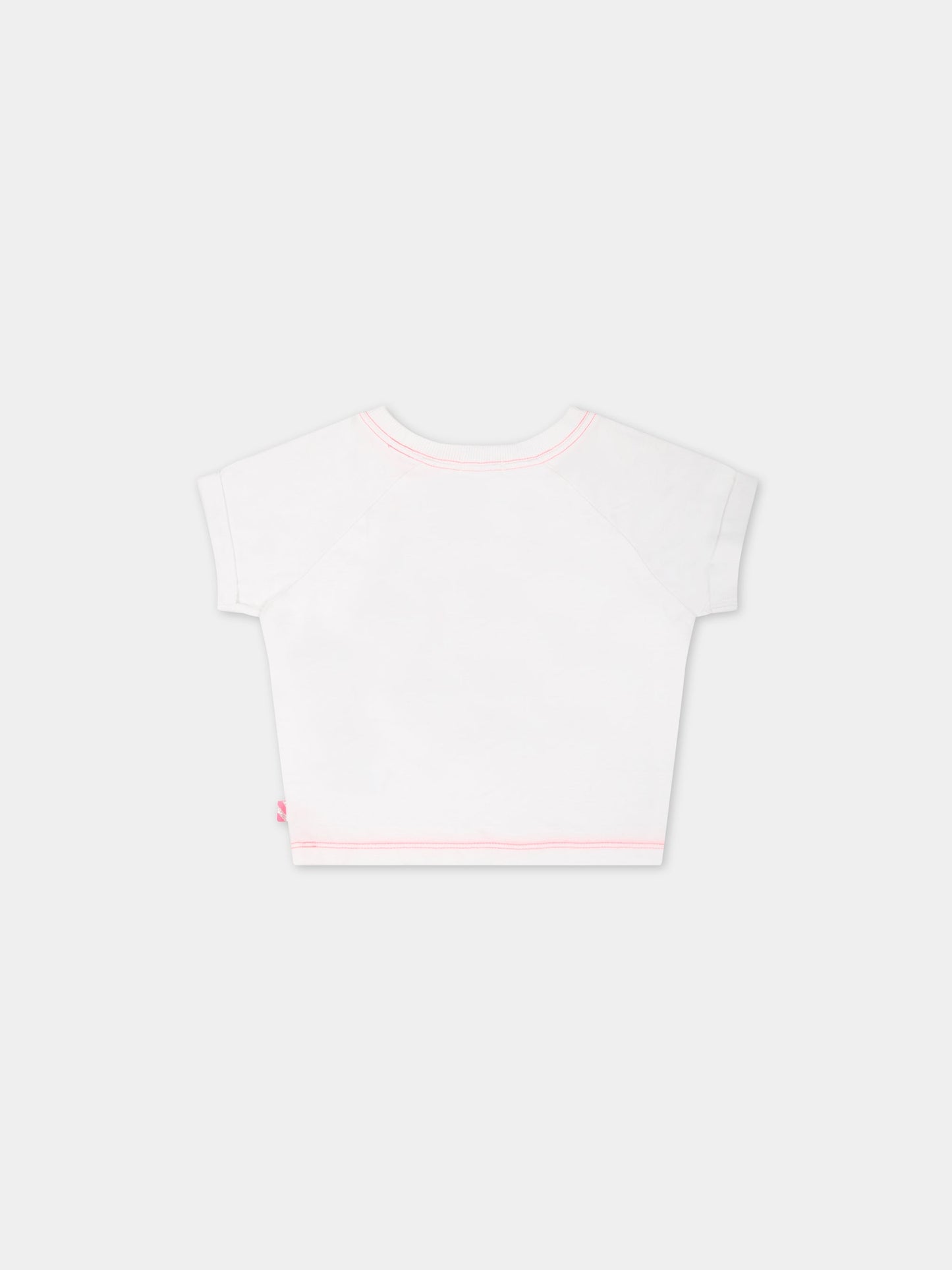 T-shirt bianca per bambina con stampa e logo,Billieblush,U15972 10B