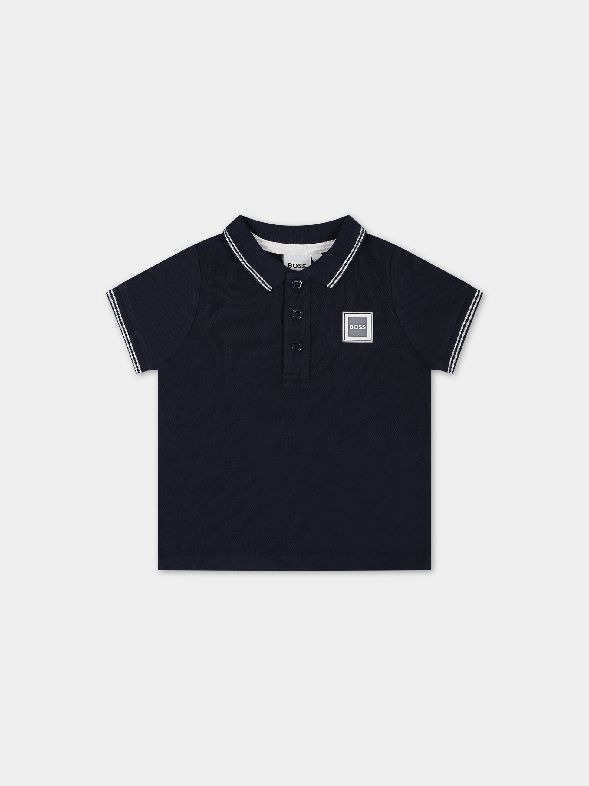 Polo blu per neonato con logo,Hugo Boss,J05923 849