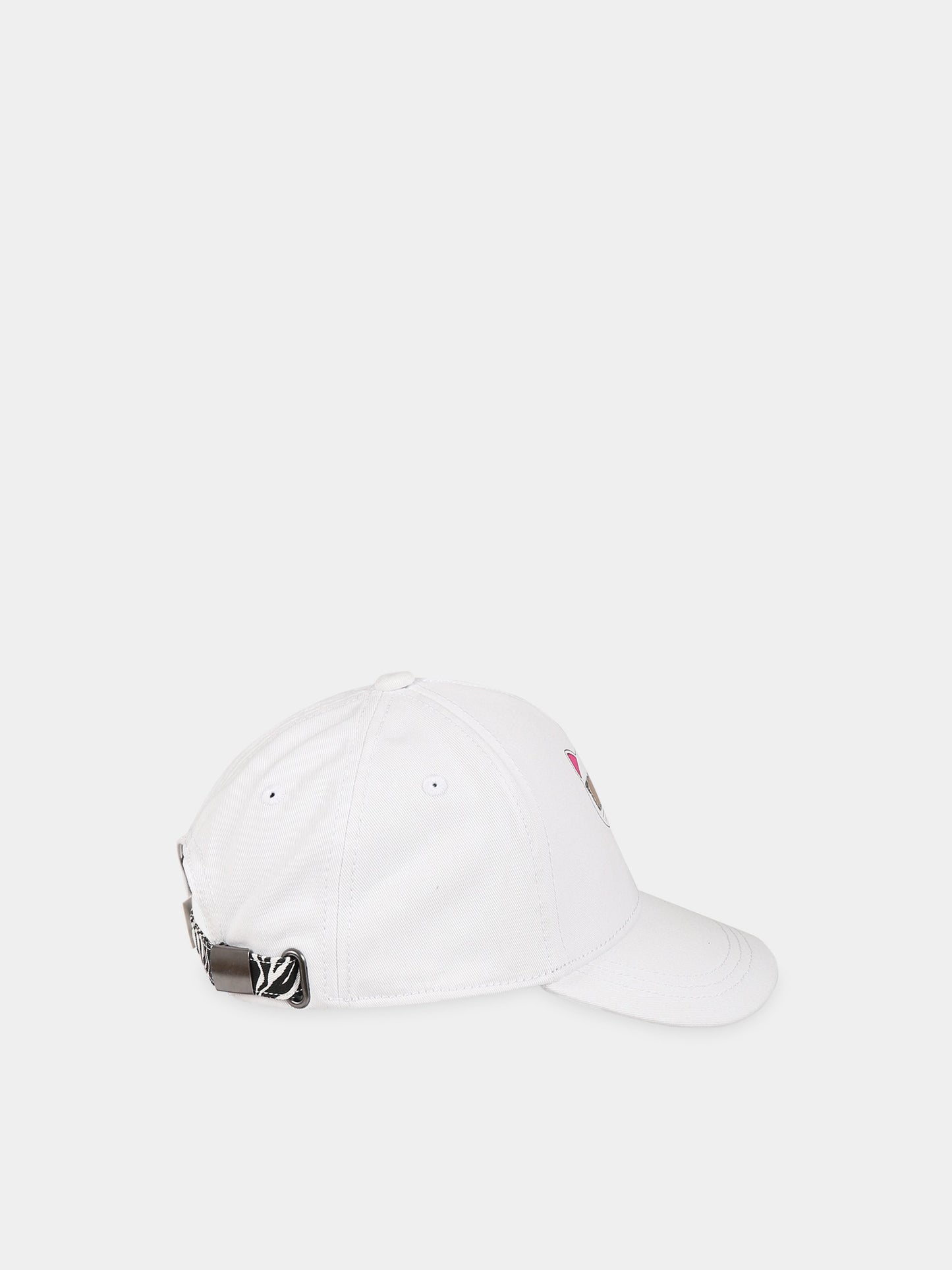 Cappello bianco per bambina con Choupette e logo,Karl Lagerfeld Kids,Z11039 10B