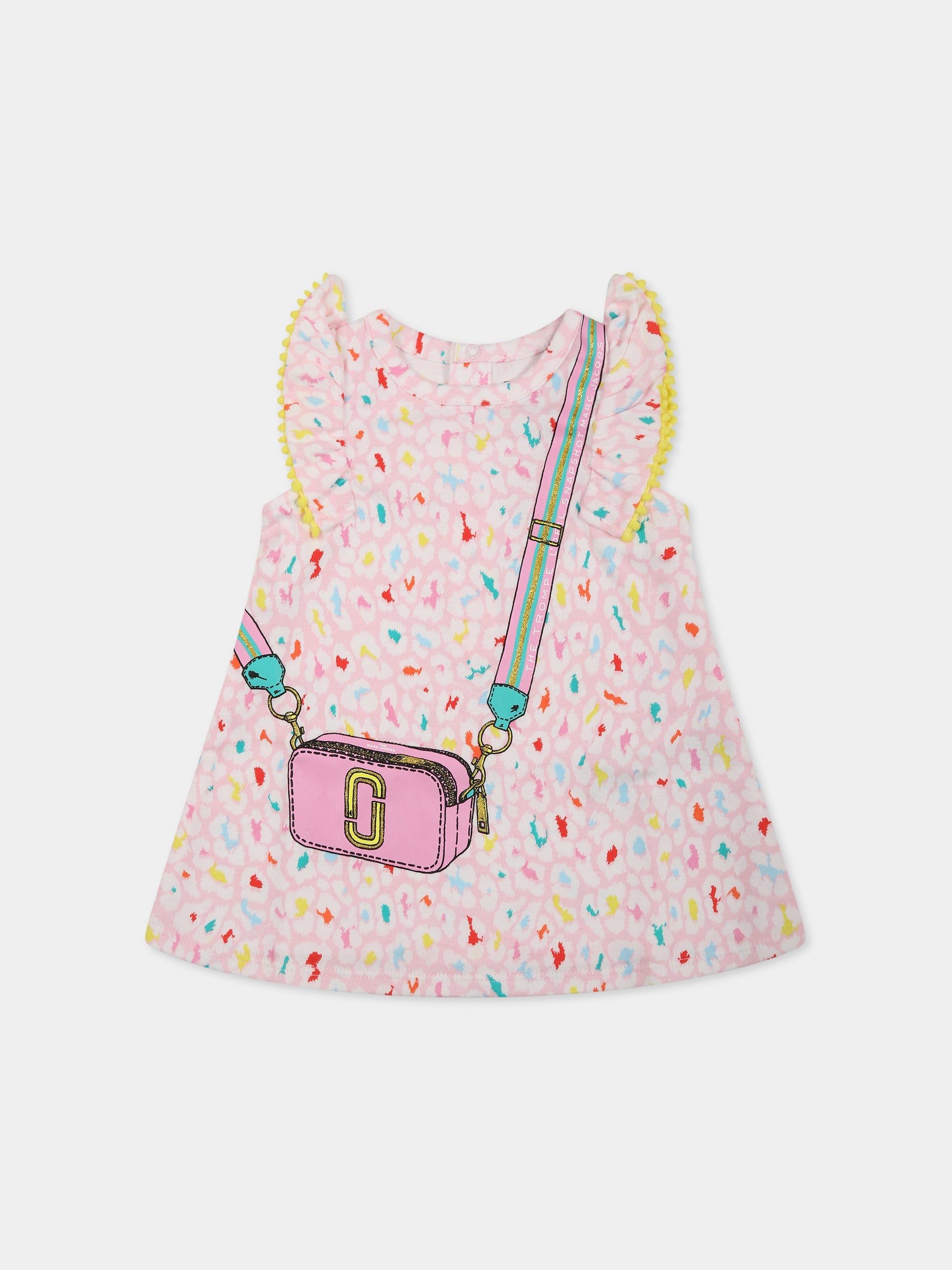 Vestito multicolor per bambina con stampa borsa e logo,Little Marc Jacobs,W92018 475