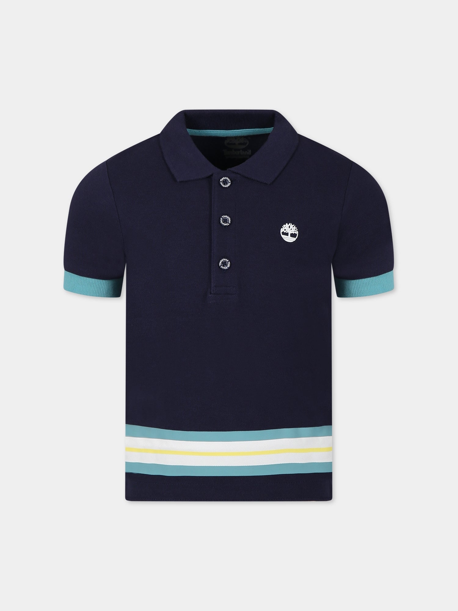 Polo a manica corta blu per bambino,Timberland,T25T03 85T