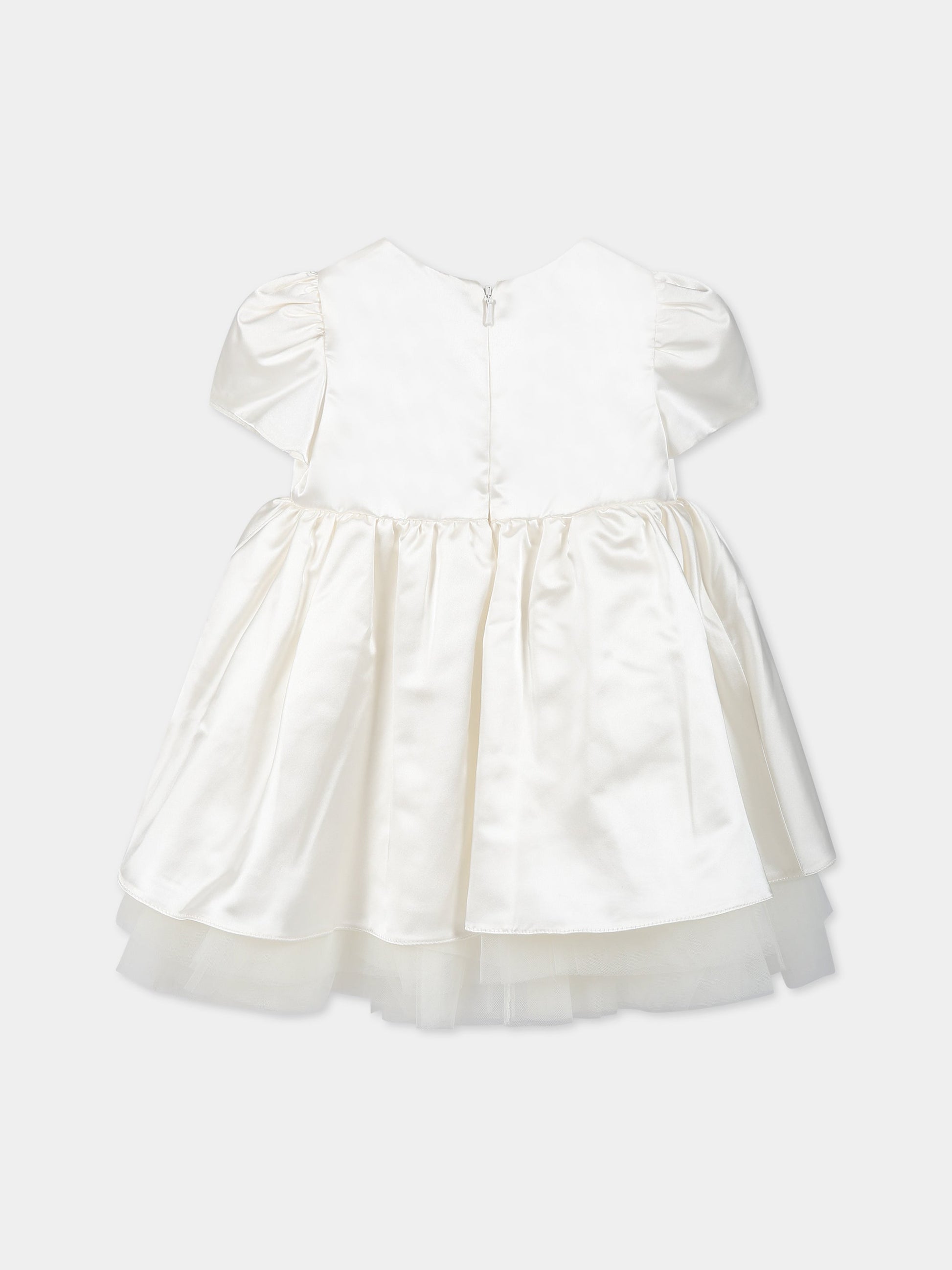 Vestito avorio per neonata con logo,Monnalisa,739900 9130 0001
