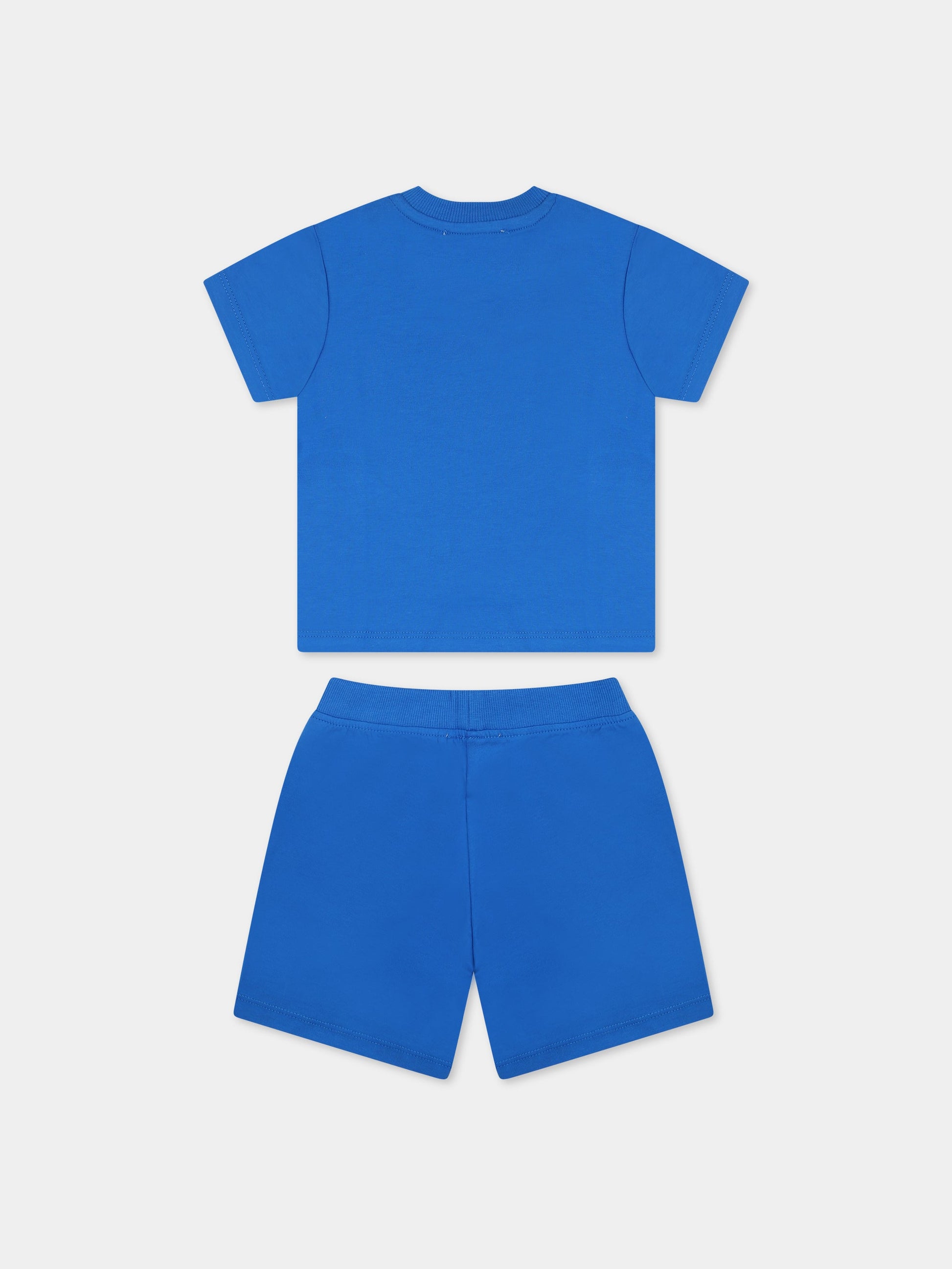 Completo blu per neonato con Teddy Bear e logo,Moschino Kids,MPG00M LBA10 40515