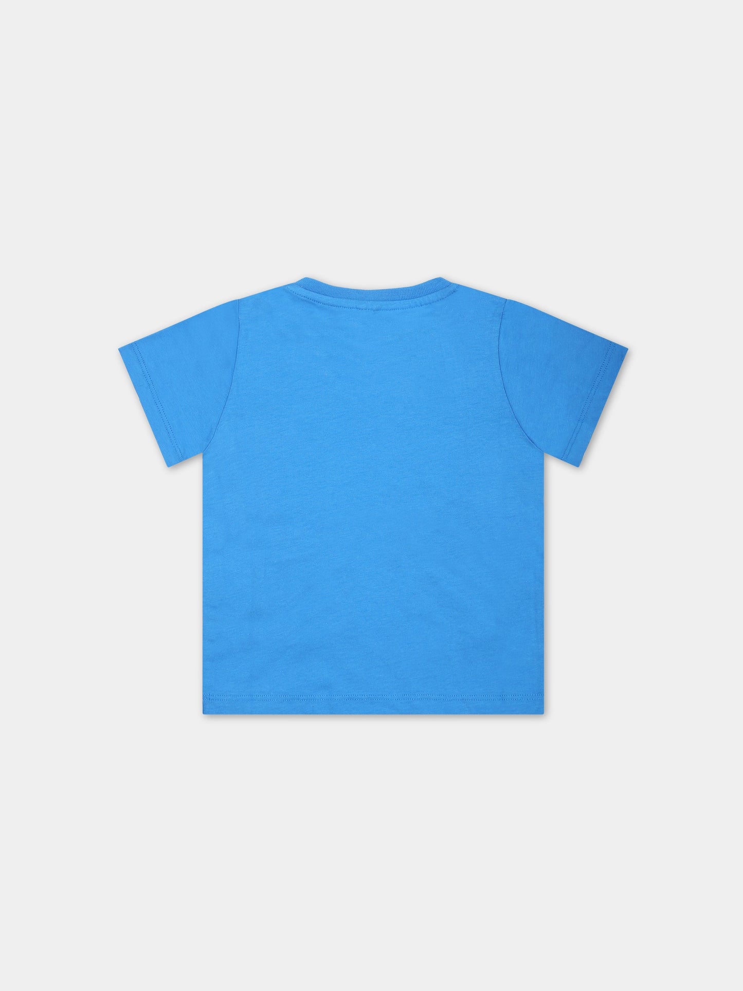 T-shirt azzurra per neonato con pappagalli,Stella Mccartney Kids,TS8711 Z0434 611